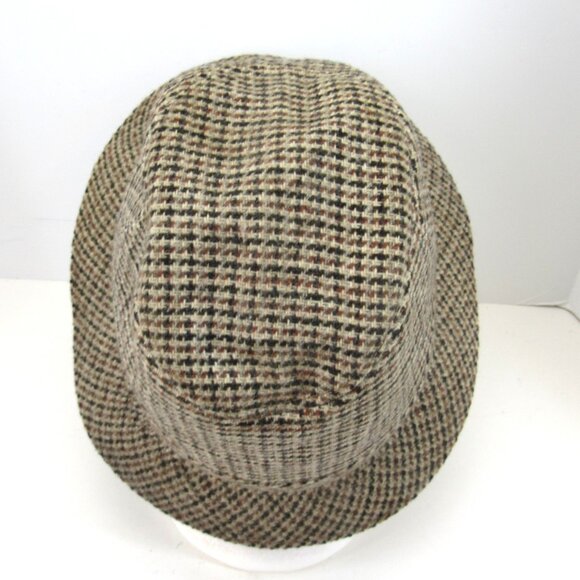 YoungAn Fashion Men's Green Tweed 3 Panel Fedora Size L 7 1/4-7 3/8 Made  Korea - Picture 4 of 9